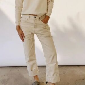 Women's Cream Straight Leg Jeans